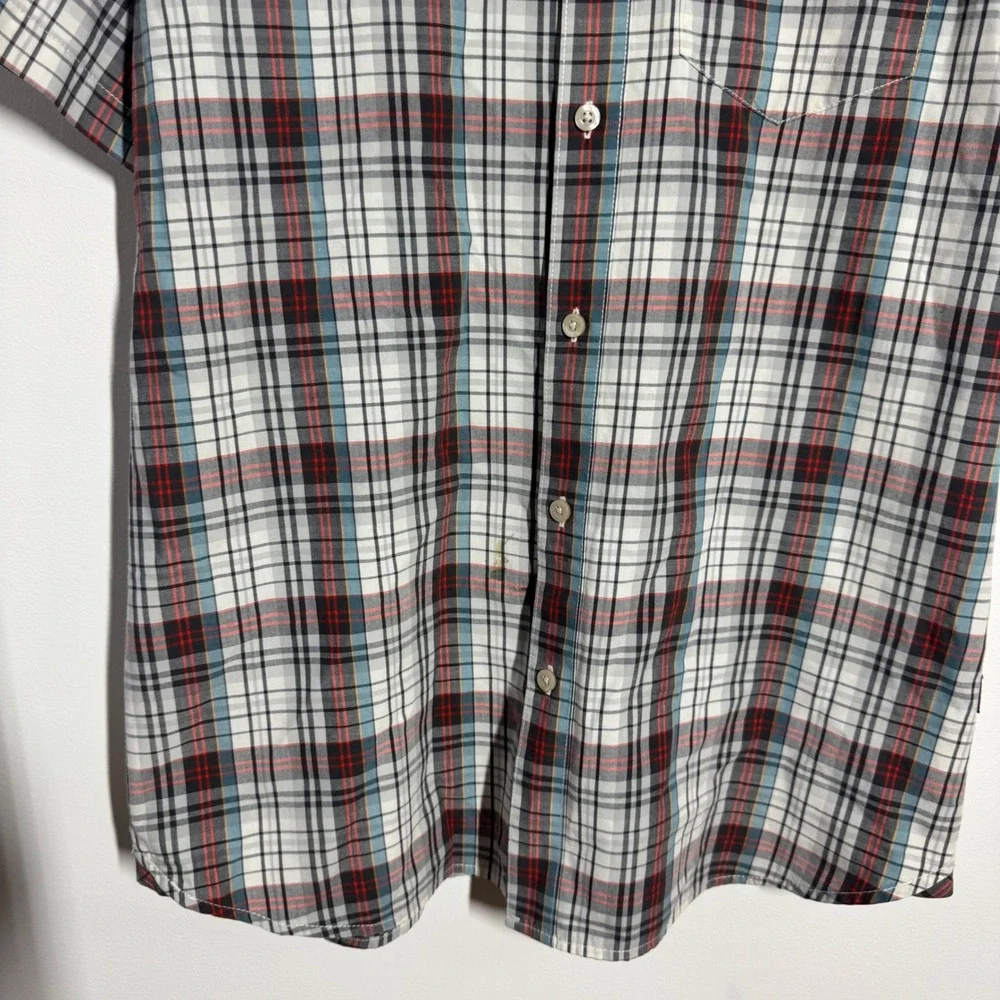 The North Face Mens Plaid Short Sleeve Button Down Shirt Blue Red White Plaid L